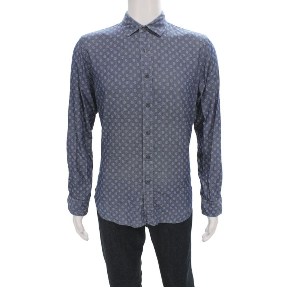 Brooks Brothers Red Fleece Mens Button Front Collared Paisley Shirt Blue Medium
